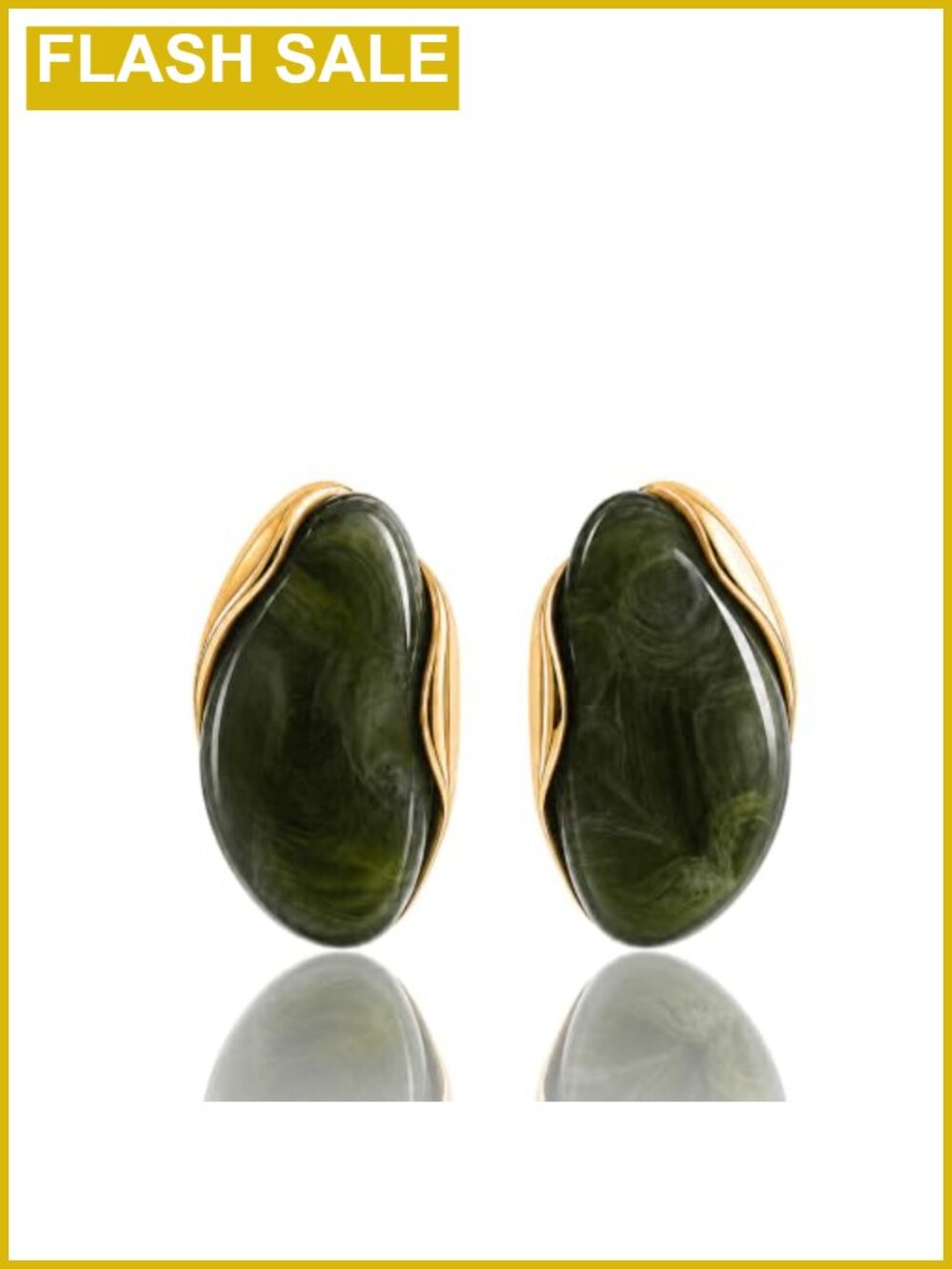 Chunky Resin Dangle Earrings 18K Gold Plated Statement